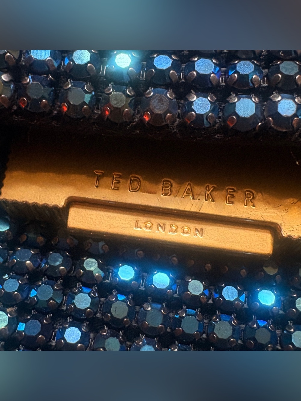 Ted Baker GLITERS Crystal Mini Crossbody Bag Blue - Picture 2 of 11